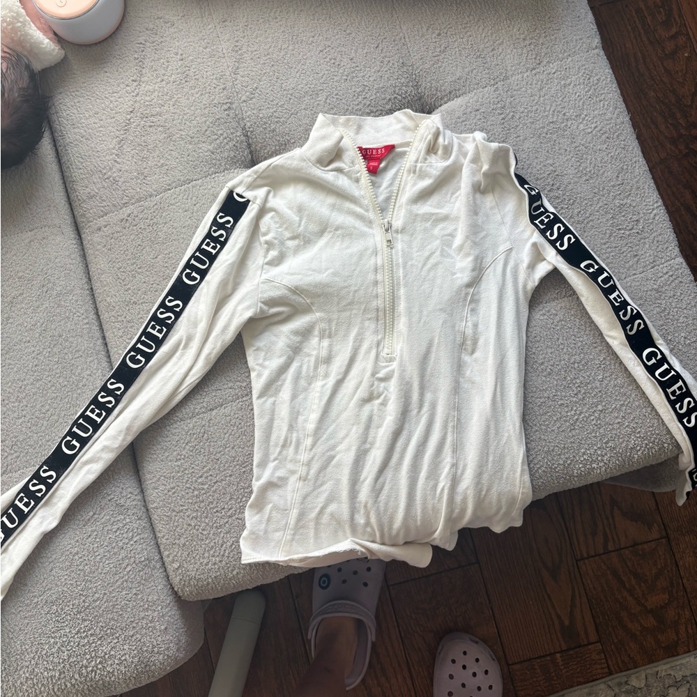 Guess Off-White Zip-Up Hoodie